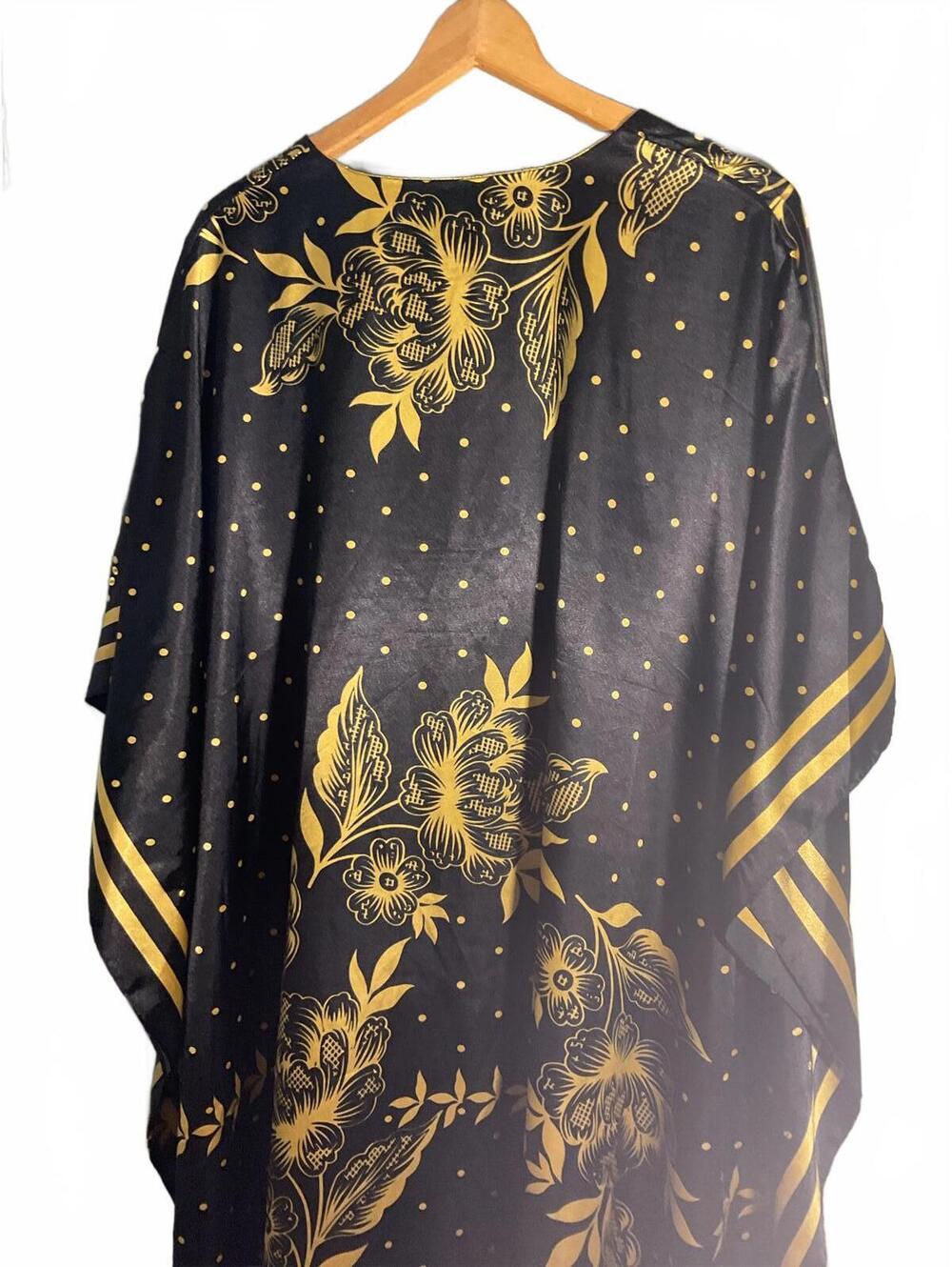 Ashro Black and Gold Floral Women's Maxi Kaftan with beading and sequins - Picture 8 of 9